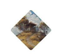 JKDGOJ Pavilion on the hill Pattern 6-piece Square car air freshener with hanging type car accessories