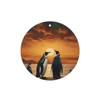 JKDGOJ Penguin looking at the sky Pattern 6-piece Round Shape car air freshener with hanging type car accessories