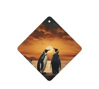 JKDGOJ Penguin looking at the sky Pattern 6-piece Square car air freshener with hanging type car accessories