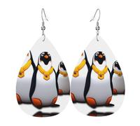 JKDGOJ penguin Pattern Water droplet pendant earrings and leather earrings, suitable as holiday birthday gifts for women
