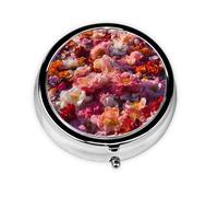 JKDGOJ Petals in The Sky Pattern Round Mini Pill Box with 3 compartments for Pill Storage and Portable Travel