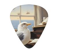 JKDGOJ Pigeon listening to music Pattern Guitar plectrum 12 pieces with three thickness plectrum combinations suitable for bass and ukulele