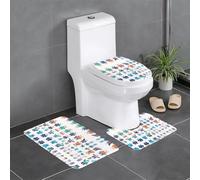 JKDGOJ Pixel Bear Riot Picture 3 Piece Bathroom Rugs Set - Non-Slip Bath Rug Set - Easy to Clean and Maintain - Moisture Blocking and Durable