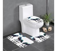 JKDGOJ Pixel Wolf Picture 3 Piece Bathroom Rugs Set - Non-Slip Bath Rug Set - Easy to Clean and Maintain - Moisture Blocking and Durable