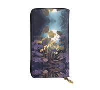 JKDGOJ Plants under the moonlight Prints Women's leather long handheld wallet large capacity credit card zipper bag