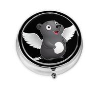 JKDGOJ Playful Angel Rat Pattern Round Mini Pill Box with 3 compartments for Pill Storage and Portable Travel