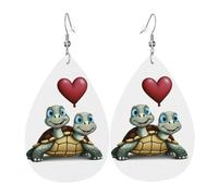 JKDGOJ Playful two-headed turtle Pattern Water droplet pendant earrings and leather earrings, suitable as holiday birthday gifts for women