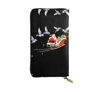JKDGOJ Please sign for Christmas gifts Prints Women's leather long handheld wallet large capacity credit card zipper bag