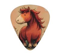 JKDGOJ Pony with red mane Pattern Guitar plectrum 12 pieces with three thickness plectrum combinations suitable for bass and ukulele