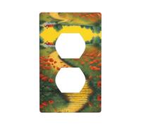 JKDGOJ Poppies Field Yellow Brick Road Prints Dual socket wall panel household power cover durable for decorative sockets and switches