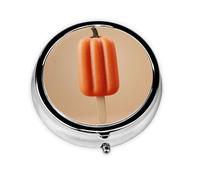 JKDGOJ Pumpkin Ice Cream Pattern Round Mini Pill Box with 3 compartments for Pill Storage and Portable Travel