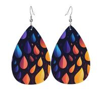 JKDGOJ Raindrops on the screen Pattern Water droplet pendant earrings and leather earrings, suitable as holiday birthday gifts for women