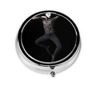 JKDGOJ Random Dancer Pattern Round Mini Pill Box with 3 compartments for Pill Storage and Portable Travel