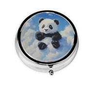 JKDGOJ Red Panda on The Cloud Pattern Round Mini Pill Box with 3 compartments for Pill Storage and Portable Travel