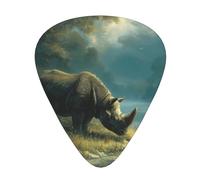 JKDGOJ Rhino on the river bank Pattern Guitar plectrum 12 pieces with three thickness plectrum combinations suitable for bass and ukulele