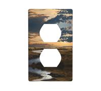 JKDGOJ Rivers and plains Prints Dual socket wall panel household power cover durable for decorative sockets and switches