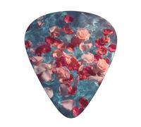 JKDGOJ Rose petals in the pool Pattern Guitar plectrum 12 pieces with three thickness plectrum combinations suitable for bass and ukulele