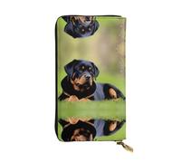 JKDGOJ rottweiler wallpaper Prints Women's leather long handheld wallet large capacity credit card zipper bag