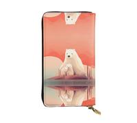 JKDGOJ Sad Polar Bear Prints Women's leather long handheld wallet large capacity credit card zipper bag