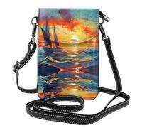 JKDGOJ Sailing and Sunset Prints Crossbody bag, mobile phone bag, women's small wallet, a practical gift suitable for going out, exercising, and shopping