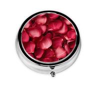 JKDGOJ Scattered Rose Petals Pattern Round Mini Pill Box with 3 compartments for Pill Storage and Portable Travel