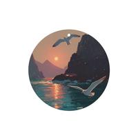 JKDGOJ Seagulls before sunset Pattern 6-piece Round Shape car air freshener with hanging type car accessories