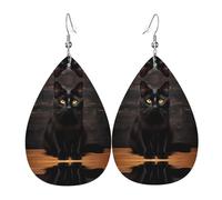 JKDGOJ Serious Cat Pattern Water droplet pendant earrings and leather earrings, suitable as holiday birthday gifts for women