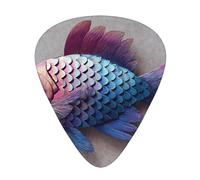 JKDGOJ Shiny metal fish Pattern Guitar plectrum 12 pieces with three thickness plectrum combinations suitable for bass and ukulele