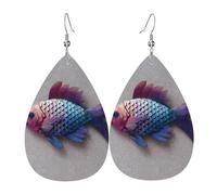 JKDGOJ Shiny metal fish Pattern Water droplet pendant earrings and leather earrings, suitable as holiday birthday gifts for women