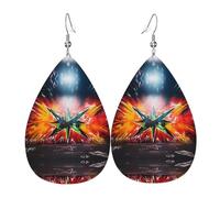 JKDGOJ Shocking Graffiti Pattern Water droplet pendant earrings and leather earrings, suitable as holiday birthday gifts for women