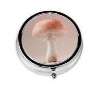 JKDGOJ Shy Mushroom Pattern Round Mini Pill Box with 3 compartments for Pill Storage and Portable Travel