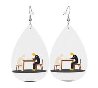 JKDGOJ silence Pattern Water droplet pendant earrings and leather earrings, suitable as holiday birthday gifts for women
