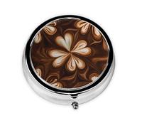 JKDGOJ Silky Chocolate Pattern Round Mini Pill Box with 3 compartments for Pill Storage and Portable Travel