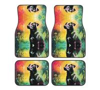 JKDGOJ Sitting Black Dog Prints Car Floor mats with Anti Slip Front and Rear are Suitable for Cars, Trucks and SUV