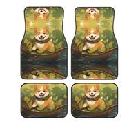 JKDGOJ Sitting Dog Prints Car Floor mats with Anti Slip Front and Rear are Suitable for Cars, Trucks and SUV