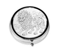 JKDGOJ Sketch of Monster Pattern Round Mini Pill Box with 3 compartments for Pill Storage and Portable Travel