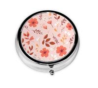 JKDGOJ Small Crushed Flower Pattern Round Mini Pill Box with 3 compartments for Pill Storage and Portable Travel