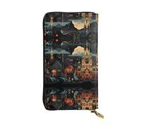 JKDGOJ small towns Prints Women's leather long handheld wallet large capacity credit card zipper bag