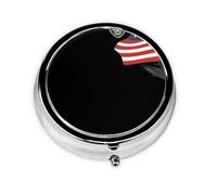 JKDGOJ Soldier with National Flag Pattern Round Mini Pill Box with 3 compartments for Pill Storage and Portable Travel