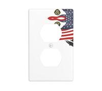 JKDGOJ Soldier with national flag Prints Dual socket wall panel household power cover durable for decorative sockets and switches