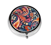 JKDGOJ Spiritual Patterns Pattern Round Mini Pill Box with 3 compartments for Pill Storage and Portable Travel