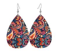 JKDGOJ Spiritual Patterns Pattern Water droplet pendant earrings and leather earrings, suitable as holiday birthday gifts for women