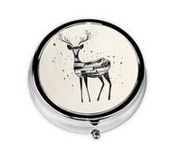 JKDGOJ Spotted Deer Pattern Round Mini Pill Box with 3 compartments for Pill Storage and Portable Travel