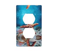 JKDGOJ Starfish on the sea floor Prints Dual socket wall panel household power cover durable for decorative sockets and switches