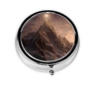 JKDGOJ Stars Over The Mountains Pattern Round Mini Pill Box with 3 compartments for Pill Storage and Portable Travel