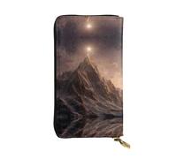 JKDGOJ Stars over the mountains Prints Women's leather long handheld wallet large capacity credit card zipper bag