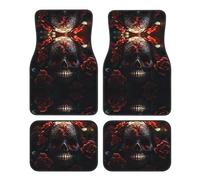 JKDGOJ Stone Skull Flower Rose Prints Car Floor mats with Anti Slip Front and Rear are Suitable for Cars, Trucks and SUV