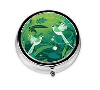JKDGOJ Strange Bird Pattern Round Mini Pill Box with 3 compartments for Pill Storage and Portable Travel