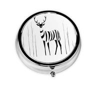 JKDGOJ Strange Deer Pattern Round Mini Pill Box with 3 compartments for Pill Storage and Portable Travel