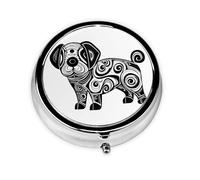 JKDGOJ Strange Dog Pattern Round Mini Pill Box with 3 compartments for Pill Storage and Portable Travel